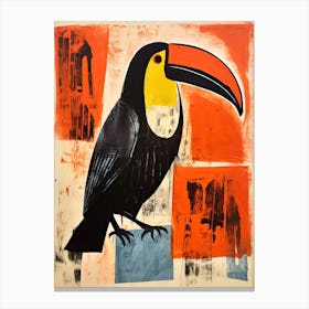 Toucan, Woodblock Animal Drawing 1 Canvas Print