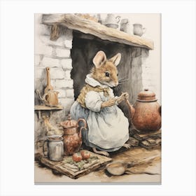 Storybook Animal Watercolour Rat 2 Canvas Print