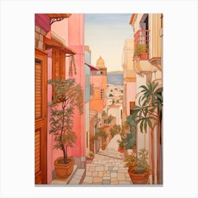 Tunis Tunisia 1 Vintage Pink Travel Illustration Canvas Print