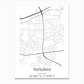 Yorkshire,United States Minimalist Map Canvas Print