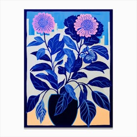 Blue Flower Illustration Globe Amaranth 1 Canvas Print