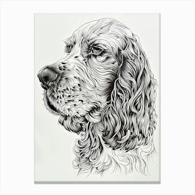 English Cocker Spaniel Dog Line Sketch 1 Canvas Print