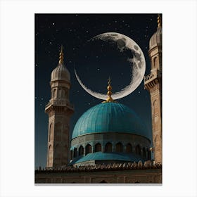 Moon And Mosque Canvas Print