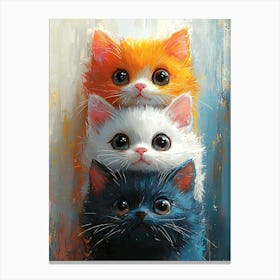 Cute Cats Stacked Together 16 Canvas Print