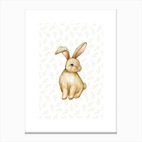 Vintage Style Bunny With Leaf Pattern 1 Canvas Print