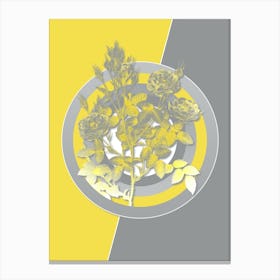 Vintage Rosier Pompon Botanical Geometric Art in Yellow and Gray n.025 Canvas Print