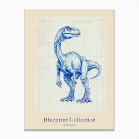 Maiasaura Dinosaur Blue Print Sketch 1 Poster Canvas Print
