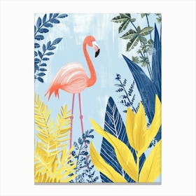 Jamess Flamingo And Croton Plants Minimalist Illustration 4 Canvas Print