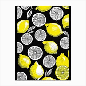 Lemons On Black Canvas Print