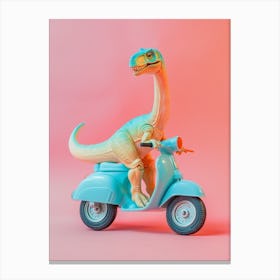 Pastel Toy Dinosaur On A Moped 3 Canvas Print