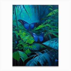 Morpho Butterflies In Rain Forest Oil Painting 1 Canvas Print