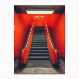 Red Escalator Canvas Print