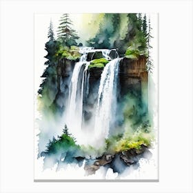 Silver Falls State Park Waterfall, United States Water Colour  (2) Canvas Print