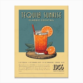 Tequila Sunrise Classic Cocktail Canvas Print