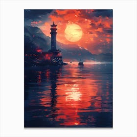 Sunset Lighthouse Canvas Print