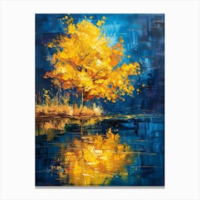 Yellow Tree By The Water Canvas Print