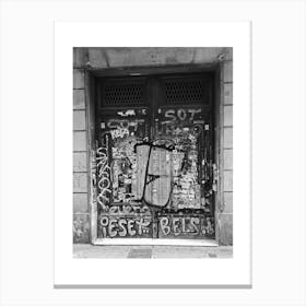 Barcelona Graffiti Black And White Canvas Print