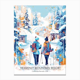 Heavenly Mountain Resort   California Nevada Usa, Ski Resort Poster Illustration 3 Canvas Print