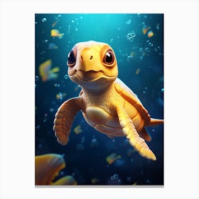 Cute Animated Sea Turtle 3 Canvas Print