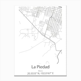 La Piedad,Mexico Minimalist Map Canvas Print