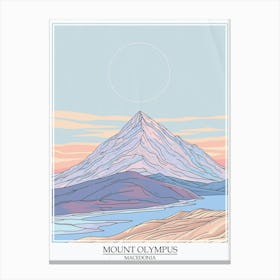Mount Olympus Macedonia Color Line Drawing 5 Poster Canvas Print