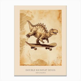 Ankylosaurus Vintage Dinosaur Poster 2 Canvas Print