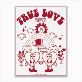 True Love Baby Cute Quote, Retro 70s Canvas Print