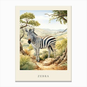 Beatrix Potter Inspired  Animal Watercolour Zebra 1 Canvas Print