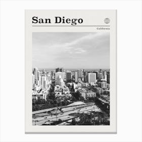 San Diego California Black And White Canvas Print
