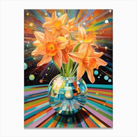 Disco Ball And Daffodils Still Life 1 Canvas Print
