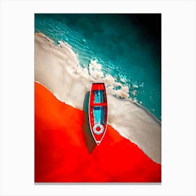 Red Boat On The Beach Canvas Print