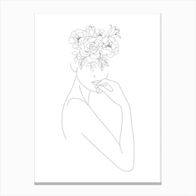 Flower Head Line Art Canvas Print