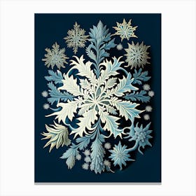 Cold, Snowflakes, Vintage Botanical 2 Canvas Print
