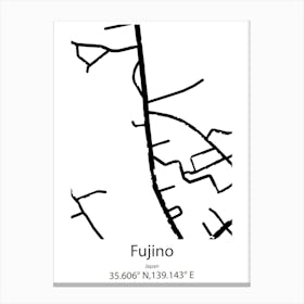 Fujino,Japan Minimalist Map Canvas Print