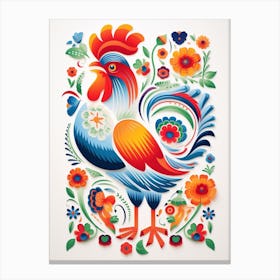 Scandinavian Bird Illustration Rooster 4 Canvas Print