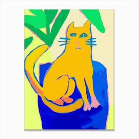 Cat Sitting In A Pot Canvas Print