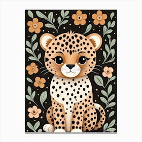 Floral Cute Baby Leopard Nursery (13) Canvas Print