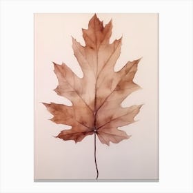 A Leaf In Watercolour, Autumn 3 Canvas Print