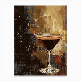 Espresso Martini Watercolour Linework Illustration 2 Canvas Print