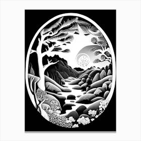 Landscapes Yin and Yang Linocut Canvas Print