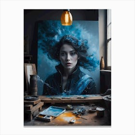 Woman With Blue Hair Canvas Print