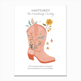 Sagittarius Cowboy Boots Zodiac Preppy Western Cowgirl Canvas Print