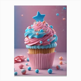 Cupcake With Stars Canvas Print