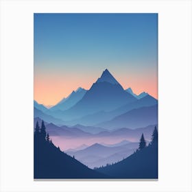 Misty Mountains Vertical Composition In Blue Tone 88 Canvas Print