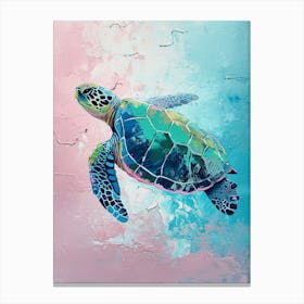 Pastel Pink & Blue Sea Turtle 3 Canvas Print