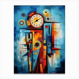 Clock Tower 3, Abstract Vibrant Colorful Modern Cubism Style Canvas Print