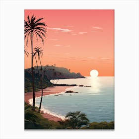 Illustration Of Half Moon Bay Antigua In Pink Tones 4 Canvas Print