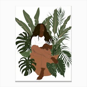 Black Woman In A Basket Canvas Print