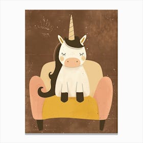 Unicorn Relaxing On The Sofa Muted Pastels 1 Canvas Print