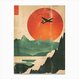 Japan Mountain Airplane Travel Canvas Print